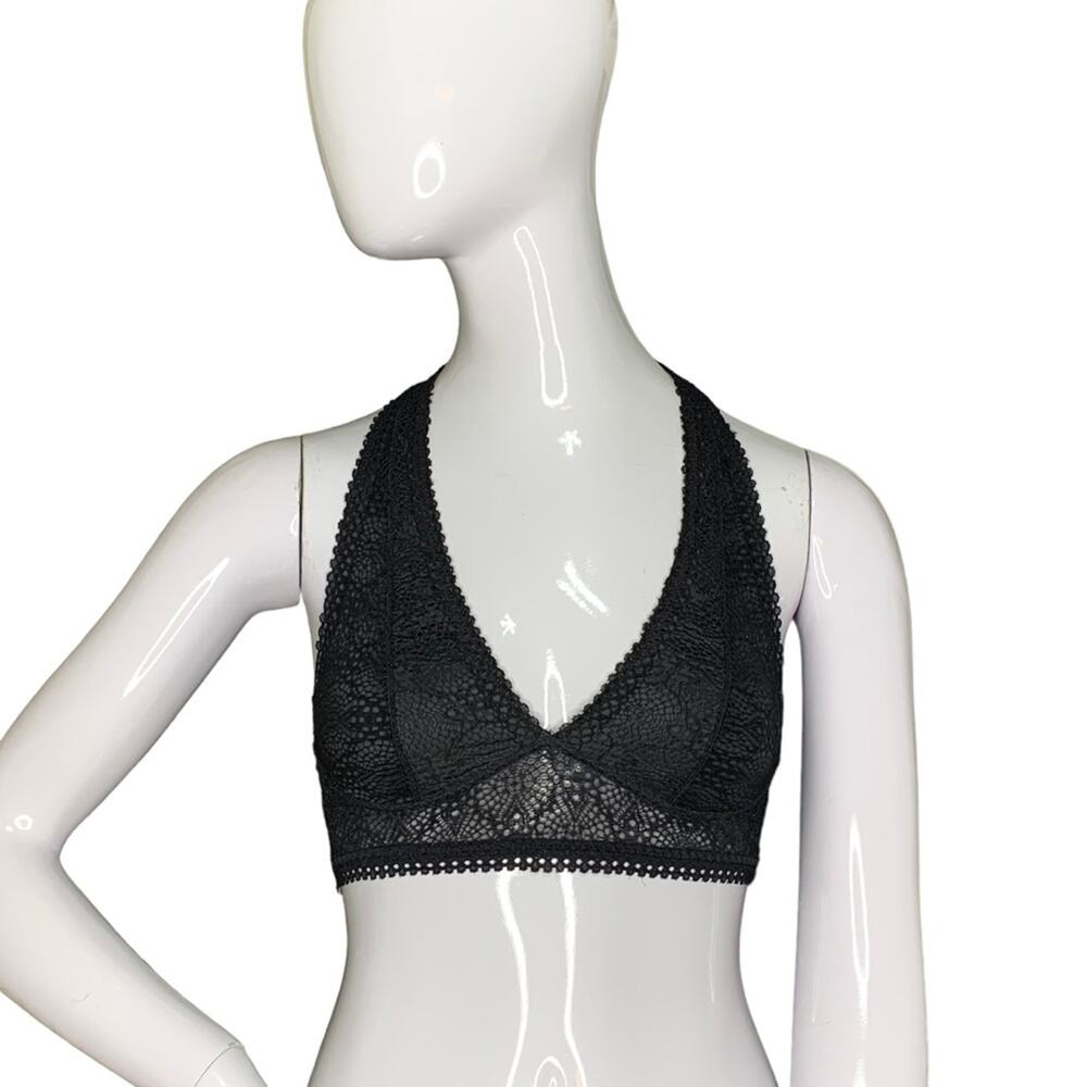 Victoria's Secret Halter Lace Bralette Black Full Lining Not Padded Size XS